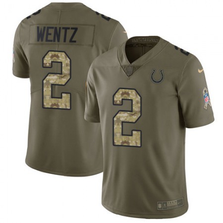 Indianapolis Colts #2 Carson Wentz Olive/Camo Youth Stitched NFL Limited 2017 Salute To Service Jersey