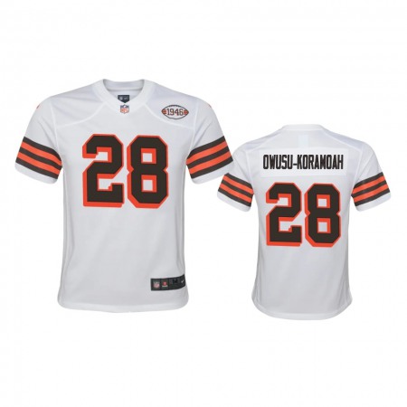 Youth Browns #28 Jeremiah Owusu-Koramoah Nike 1946 Collection Alternate Game Limited NFL Jersey - White