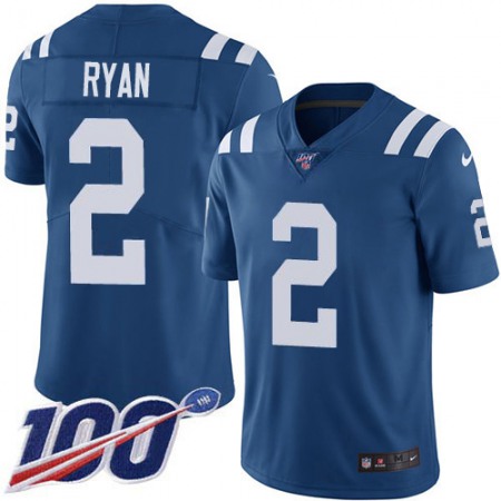 Nike Colts #2 Matt Ryan Royal Blue Team Color Youth Stitched NFL 100th Season Vapor Limited Jersey