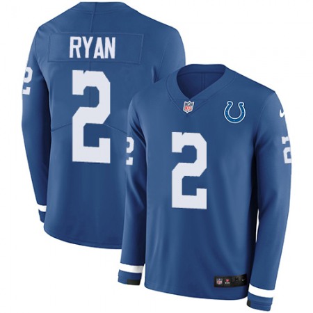 Nike Colts #2 Matt Ryan Royal Blue Team Color Youth Stitched NFL Limited Therma Long Sleeve Jersey