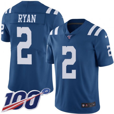 Nike Colts #2 Matt Ryan Royal Blue Youth Stitched NFL Limited Rush 100th Season Jersey
