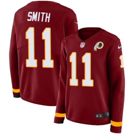 Nike Commanders #11 Alex Smith Burgundy Red Team Color Women's Stitched NFL Limited Therma Long Sleeve Jersey