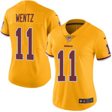 Nike Commanders #11 Carson Wentz Gold Women's Stitched NFL Limited Rush 100th Season Jersey