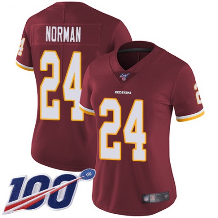 Nike Commanders #24 Josh Norman Burgundy Red Team Color Women's Stitched NFL 100th Season Vapor Limited Jersey