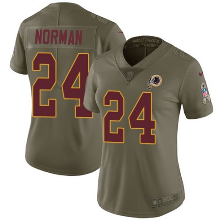 Nike Commanders #24 Josh Norman Olive Women's Stitched NFL Limited 2017 Salute to Service Jersey