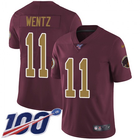 Nike Commanders #11 Carson Wentz Burgundy Red Alternate Youth Stitched NFL 100th Season Vapor Limited Jersey
