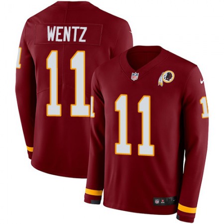 Nike Commanders #11 Carson Wentz Burgundy Red Team Color Youth Stitched NFL Limited Therma Long Sleeve Jersey