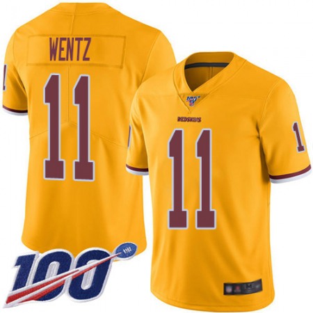 Nike Commanders #11 Carson Wentz Gold Youth Stitched NFL Limited Rush 100th Season Jersey