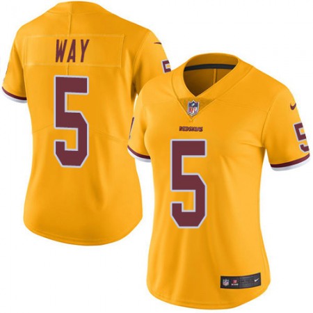 Nike Commanders #5 Tress Way Gold Women's Stitched NFL Limited Rush Jersey