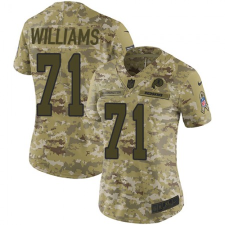 Nike Commanders #71 Trent Williams Camo Women's Stitched NFL Limited 2018 Salute to Service Jersey