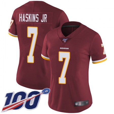 Nike Commanders #7 Dwayne Haskins Jr Burgundy Red Team Color Women's Stitched NFL 100th Season Vapor Limited Jersey