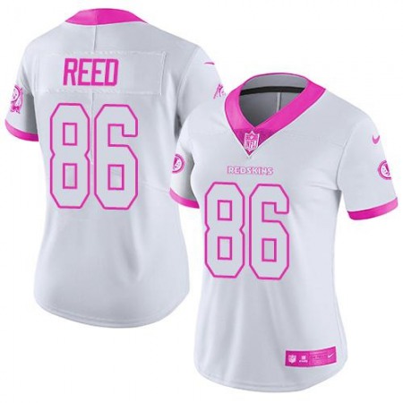 Nike Commanders #86 Jordan Reed White/Pink Women's Stitched NFL Limited Rush Fashion Jersey
