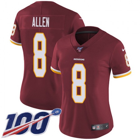 Nike Commanders #8 Kyle Allen Burgundy Red Team Color Women's Stitched NFL 100th Season Vapor Untouchable Limited Jersey