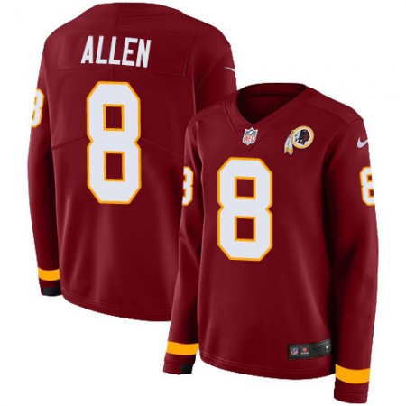 Nike Commanders #8 Kyle Allen Burgundy Red Team Color Women's Stitched NFL Limited Therma Long Sleeve Jersey