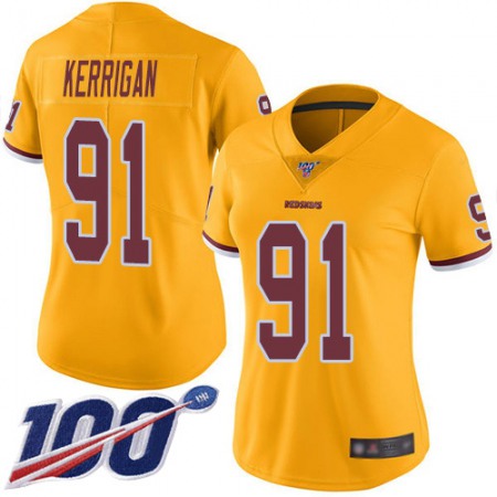 Nike Commanders #91 Ryan Kerrigan Gold Women's Stitched NFL Limited Rush 100th Season Jersey