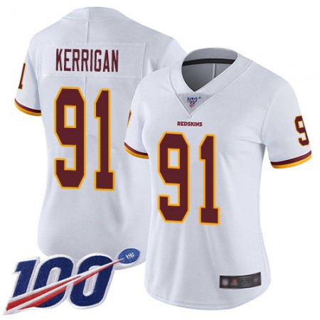 Nike Commanders #91 Ryan Kerrigan White Women's Stitched NFL 100th Season Vapor Limited Jersey