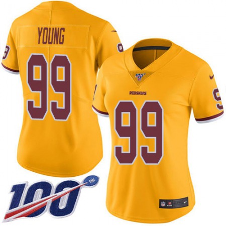 Nike Commanders #99 Chase Young Gold Women's Stitched NFL Limited Rush 100th Season Jersey