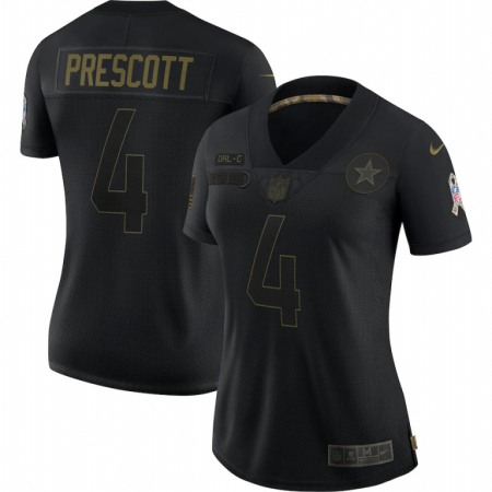 Dallas Cowboys #4 Dak Prescott Nike Women's 2020 Salute To Service Limited Jersey Black