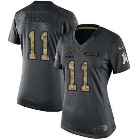 Nike Cowboys #11 Micah Parsons Black Women's Stitched NFL Limited 2016 Salute to Service Jersey