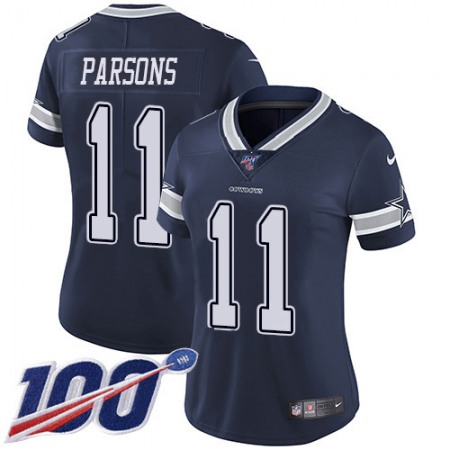 Nike Cowboys #11 Micah Parsons Navy Blue Team Color Women's Stitched NFL 100th Season Vapor Untouchable Limited Jersey