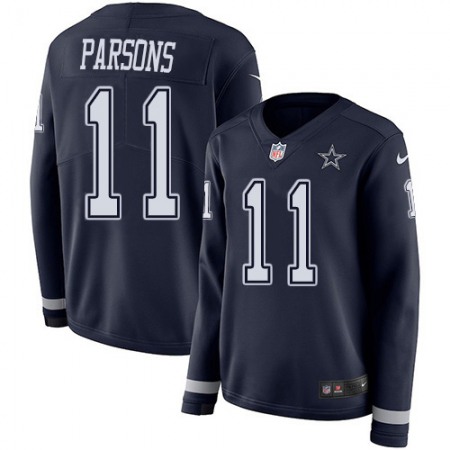 Nike Cowboys #11 Micah Parsons Navy Blue Team Color Women's Stitched NFL Limited Therma Long Sleeve Jersey