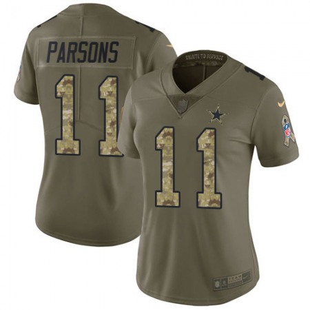 Nike Cowboys #11 Micah Parsons Olive/Camo Women's Stitched NFL Limited 2017 Salute To Service Jersey