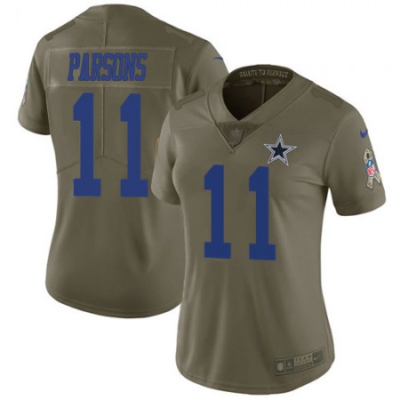 Nike Cowboys #11 Micah Parsons Olive Women's Stitched NFL Limited 2017 Salute To Service Jersey