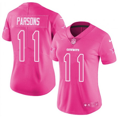 Nike Cowboys #11 Micah Parsons Pink Women's Stitched NFL Limited Rush Fashion Jersey