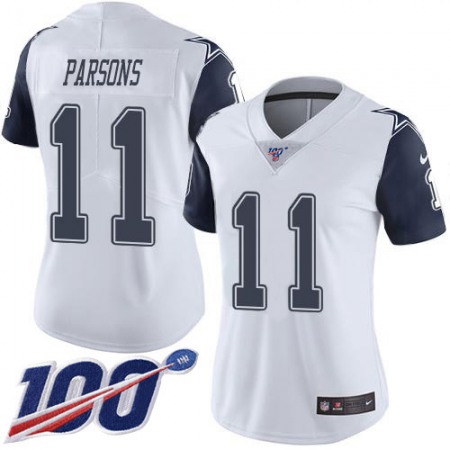 Nike Cowboys #11 Micah Parsons White Women's Stitched NFL Limited Rush 100th Season Jersey