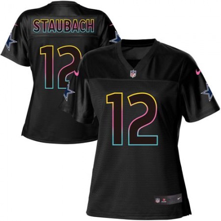 Nike Cowboys #12 Roger Staubach Black Women's NFL Fashion Game Jersey