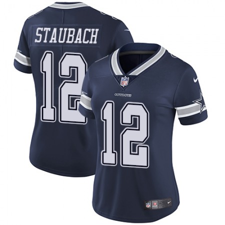 Nike Cowboys #12 Roger Staubach Navy Blue Team Color Women's Stitched NFL Vapor Untouchable Limited Jersey