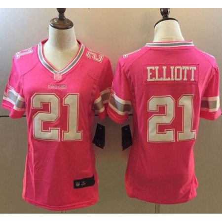 Nike Cowboys #21 Ezekiel Elliott Pink Women's Stitched NFL Elite Jersey