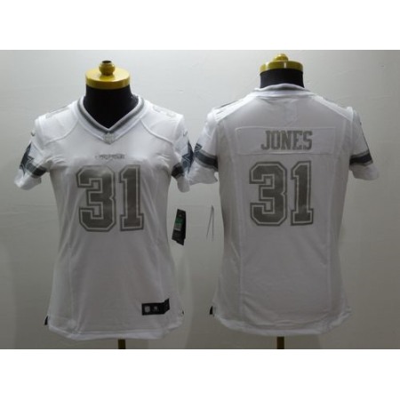 Nike Cowboys #31 Byron Jones White Women's Stitched NFL Limited Platinum Jersey