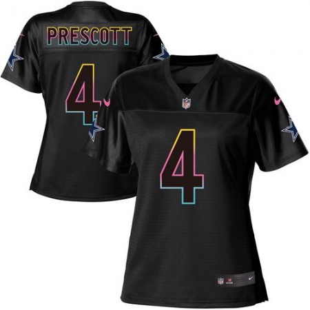 Nike Cowboys #4 Dak Prescott Black Women's NFL Fashion Game Jersey