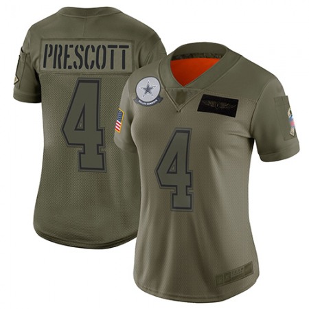 Nike Cowboys #4 Dak Prescott Camo Women's Stitched NFL Limited 2019 Salute to Service Jersey