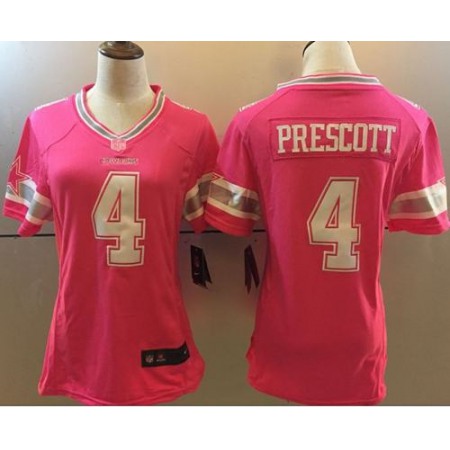 Nike Cowboys #4 Dak Prescott Pink Women's Stitched NFL Elite Jersey