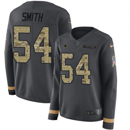 Nike Cowboys #54 Jaylon Smith Anthracite Salute to Service Women's Stitched NFL Limited Therma Long Sleeve Jersey