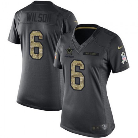 Nike Cowboys #6 Donovan Wilson Black Women's Stitched NFL Limited 2016 Salute to Service Jersey