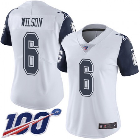 Nike Cowboys #6 Donovan Wilson White Women's Stitched NFL Limited Rush 100th Season Jersey