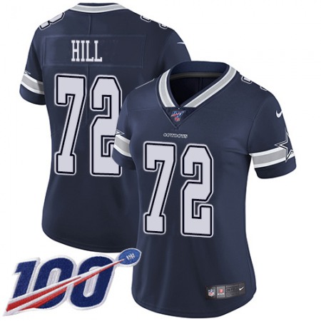 Nike Cowboys #72 Trysten Hill Navy Blue Team Color Women's Stitched NFL 100th Season Vapor Untouchable Limited Jersey
