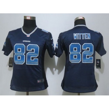 Nike Cowboys #82 Jason Witten Navy Blue Team Color Women's Stitched NFL Elite Strobe Jersey