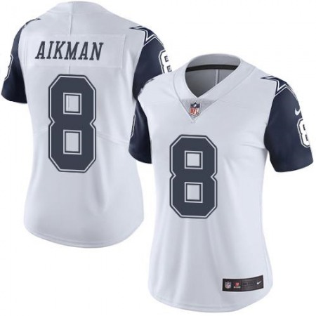 Nike Cowboys #8 Troy Aikman White Women's Stitched NFL Limited Rush Jersey