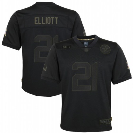 Dallas Cowboys #21 Ezekiel Elliott Nike Youth 2020 Salute to Service Game Jersey Black
