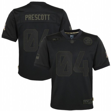 Dallas Cowboys #4 Dak Prescott Nike Youth 2020 Salute to Service Game Jersey Black