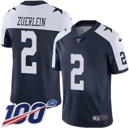 Nike Cowboys #2 Greg Zuerlein Navy Blue Thanksgiving Youth Stitched NFL 100th Season Vapor Throwback Limited Jersey