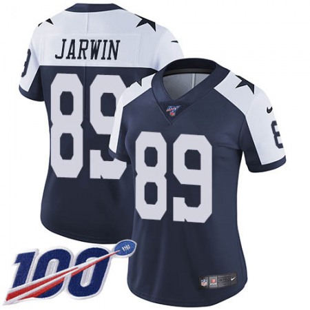 Nike Cowboys #89 Blake Jarwin Navy Blue Thanksgiving Women's Stitched NFL 100th Season Vapor Throwback Limited Jersey