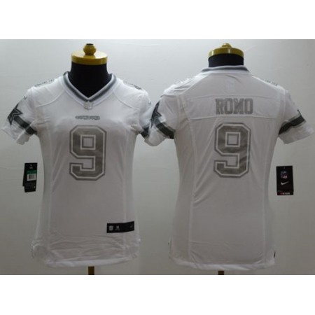 Nike Cowboys #9 Tony Romo White Women's Stitched NFL Limited Platinum Jersey