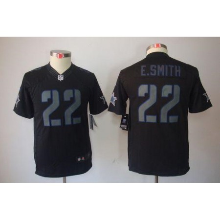 Nike Cowboys #22 Emmitt Smith Black Impact Youth Stitched NFL Limited Jersey