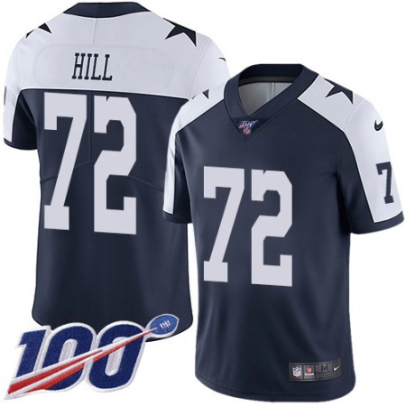 Nike Cowboys #72 Trysten Hill Navy Blue Thanksgiving Youth Stitched NFL 100th Season Vapor Throwback Limited Jersey