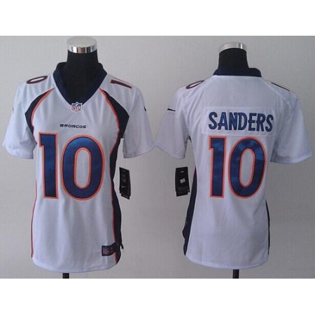 Nike Broncos #10 Emmanuel Sanders White Women's Stitched NFL New Elite Jersey
